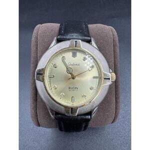 Vintage Galaxie by Elgin Quartz Two Tone Men's Wristwatch GE213 New Battery VG+